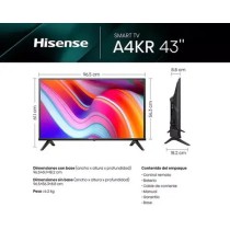 PANTALLA TV LED 43IN HISENSE SMART FHD ROKU 3HDMI 2USB 1 A GTIA